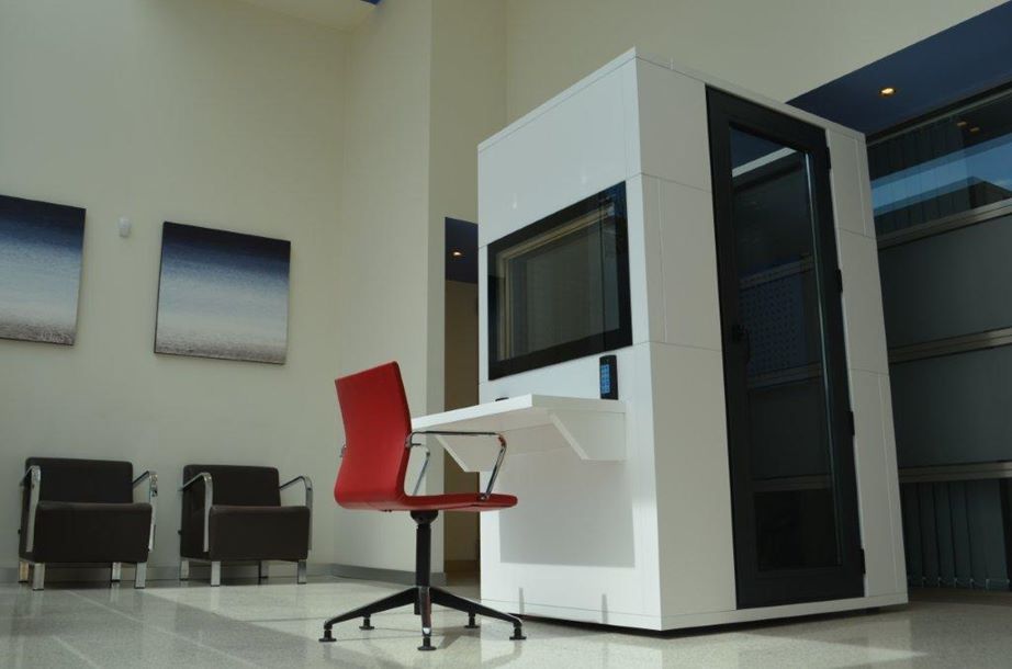 Audiometry booths in semi-open spaces
